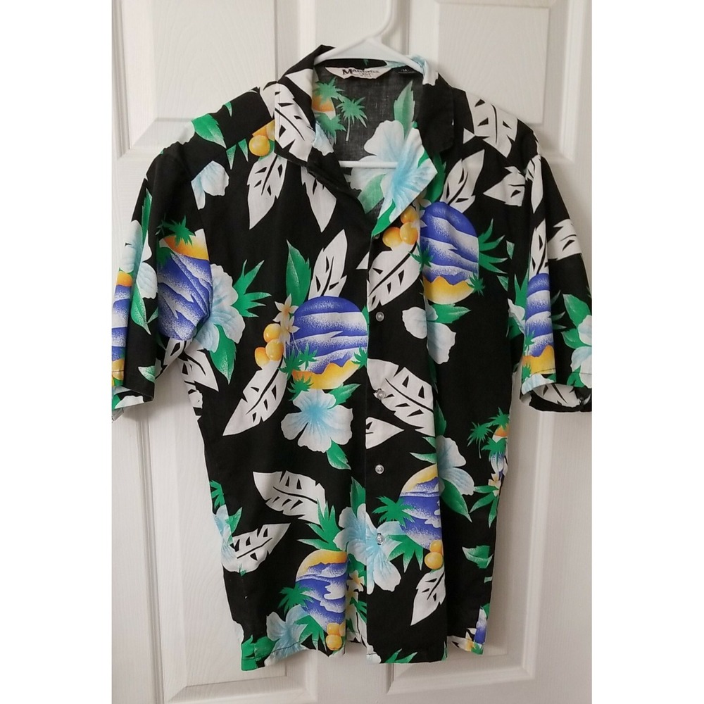 Mens Magnum 357 Made n The USA Aloha Hawaiian Button Shirt Medium